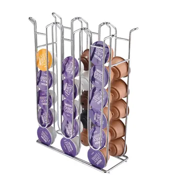 

Household Kitchen Coffee Pod Holder Tower Iron Chrome Plating Stand Display Rack Storage Capsule Organizer Tools For Dolce Gusto