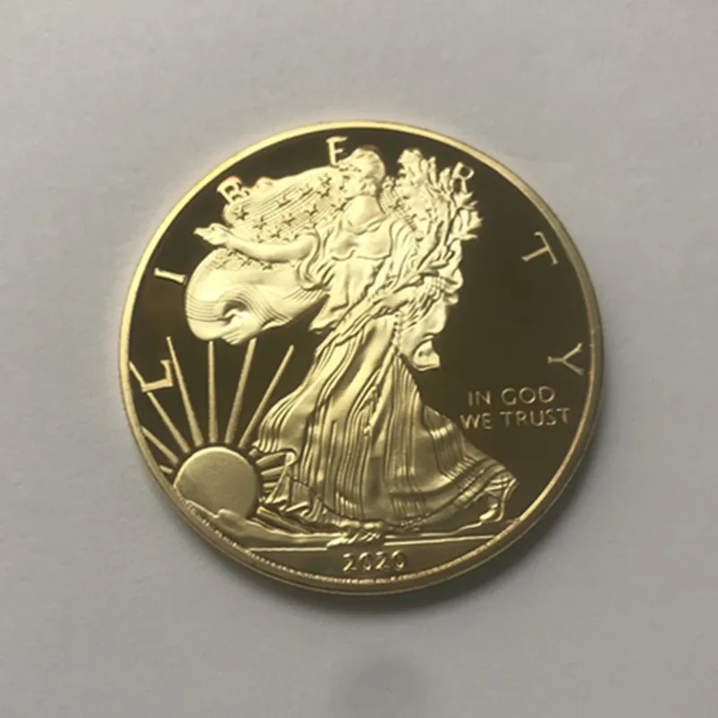 100 шт. свобода 2020 значок статуя 24K настоящее золото покрытием 40 мм животное ealge