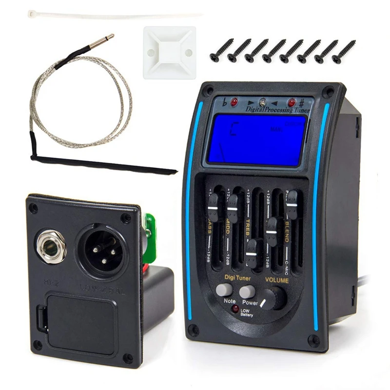

5 Band EQ Equalizer Pickup, Acoustic Guitar Preamplifier Tuner with LCD Tuner and Volume Control LC-5