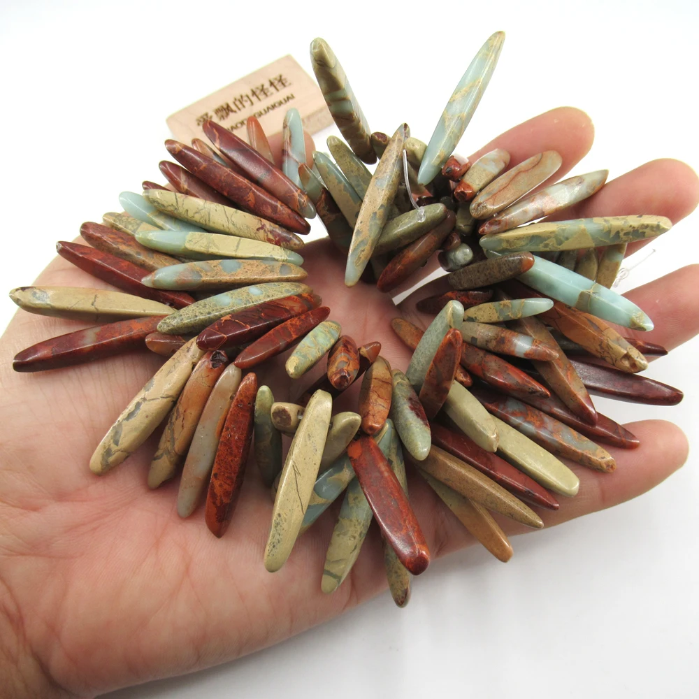 APDGG Turquoise Blue Sea Sediment Imperial Jasper Point Top Drilled 16.5
