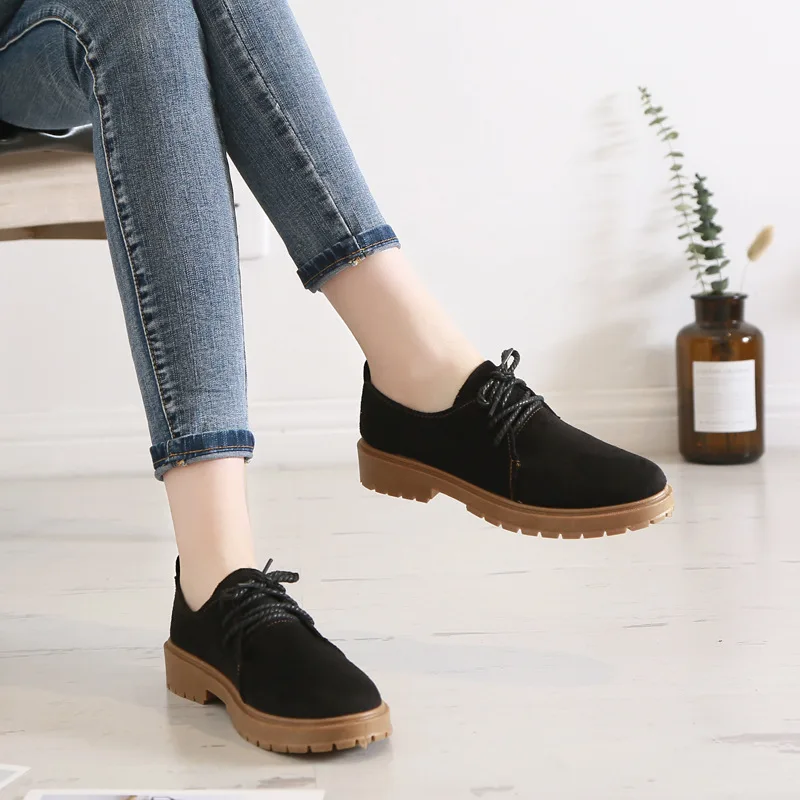 2020 Autumn New Women's Shoes Flat Martin Boots Casual Shoes Woman Oxford Fashion Sneakers Retro Elegant Lace-up Non-slip