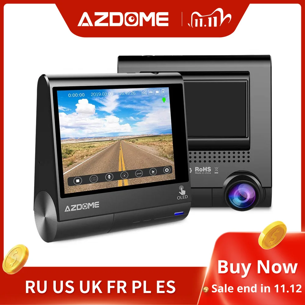 AZDOME M05 3 ”OLED экран видеорегистратор 1080P FHD Автомобильная камера с GPS водителем