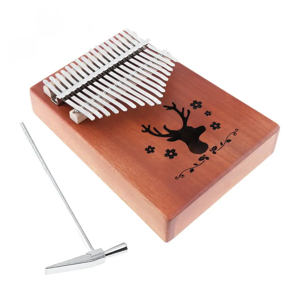 17 клавиш Kalimba лося звуковое отверстие одноплатный красное дерево большой палец пианино мини клавиатура инструмент с комплектными аксессуарами горячая распродажа