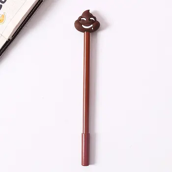

Struggle Face Expression Children Cartoon Novelty Stationery Smooth Signature Office Gel Pen Poop Shape Plastic 0.5mm Black Ink