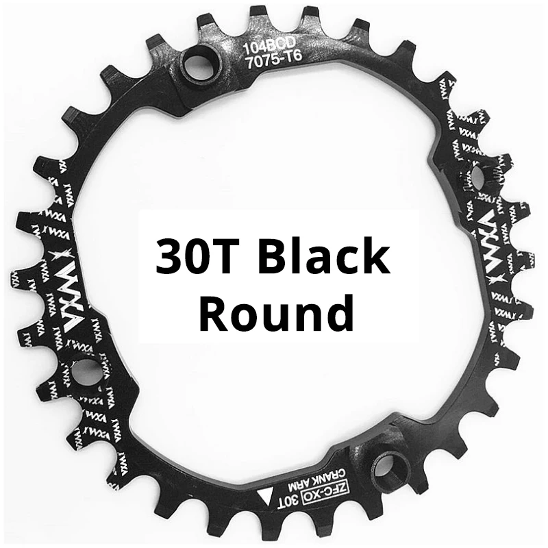 VXM велосипедный Кривошип 104BCD велосипедная круглая 30T цепь узкая широкая Ультралегкая 7075-T6 MTB велосипедная цепь круг шатунная пластина - Цвет: 30T Black Round