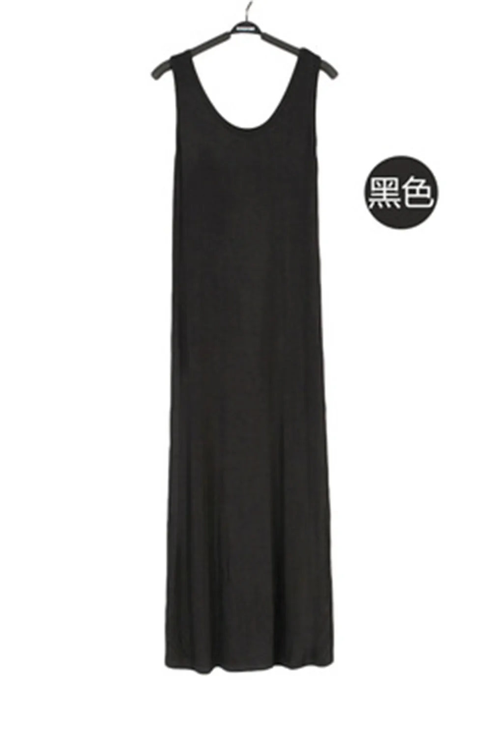 2021 Summer Maxi Dresses Women Ankle-Length Sleeveless Modal Long Gown Casual Black Gray Cotton Home Dress Clothes for Lady 6