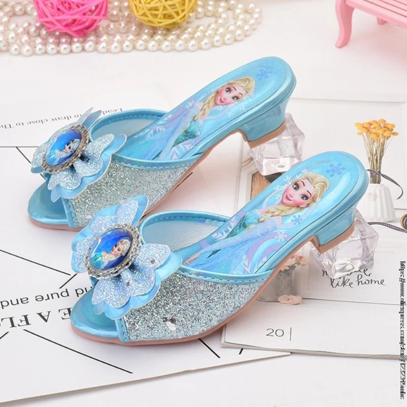 Disney Sandalias de tacón alto de cuero para niñas, zapatos de Princesa Sofía, calzado de verano, novedad|Sandalias| -