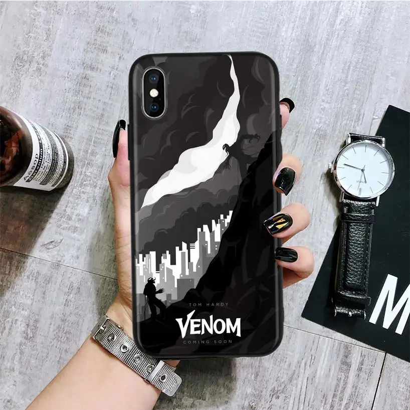 Marvel Venom Super Hero Black Back Cover Phone Case For Apple IPhone 11 Pro XS MAX XR 7 8 6 6S Plus X 10 Ten 5 5S SE Coque Shell - Цвет: BA078-2