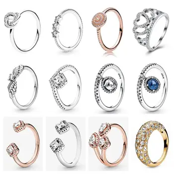 

JZ 23 High quality 925 Sterling Silver Ring Square shiny open ring with original logo women jewelry gift free delivery.