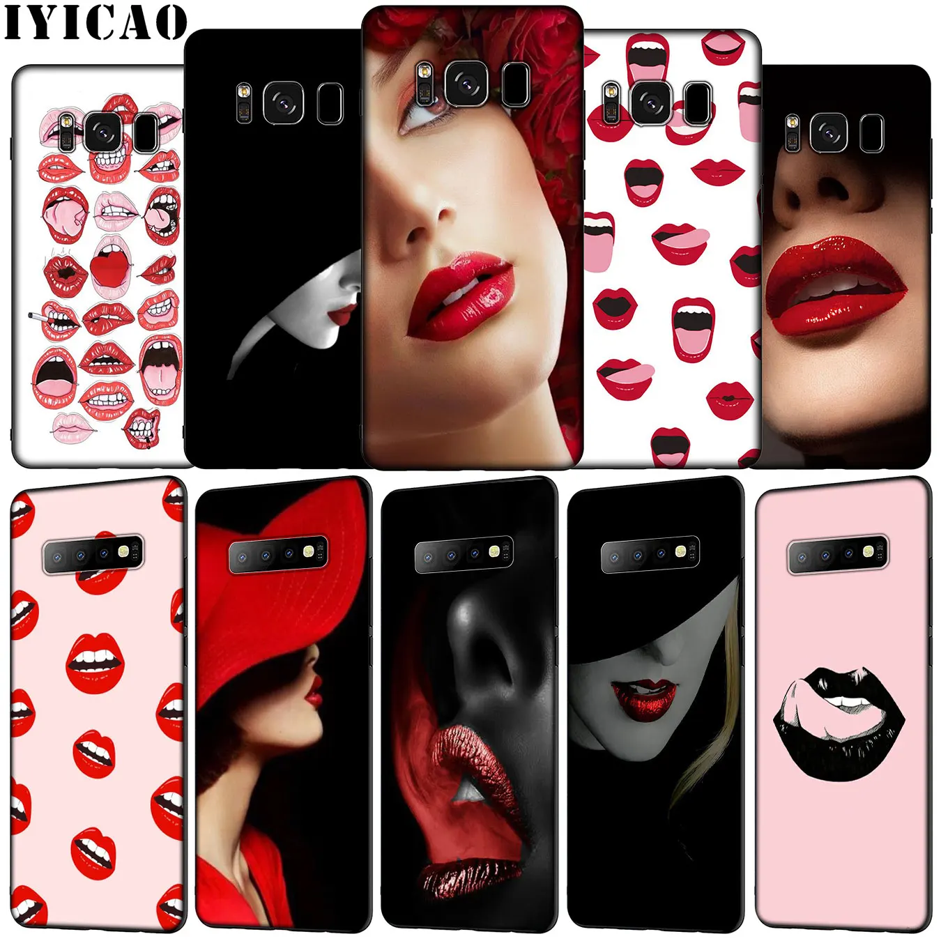 IYICAO Sexy Red Lips Soft Silicone Phone Case for Samsung Galaxy S20 Ultra S10e S9 S8 Plus S6 S7 Edge S10 Lite Cover | Мобильные