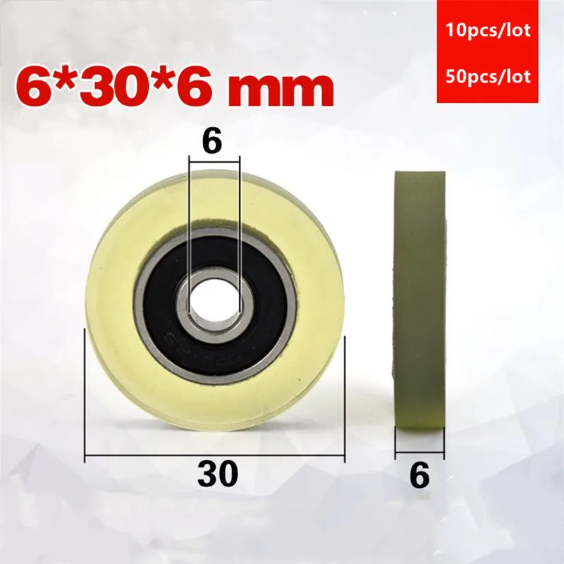 

10 шт./50 шт. 6*30*6 мм полиуретановый полиуретан ПУ 626 626RS образец ящика малошумный роликовый подшипник фрикционный шкив 6x30x6