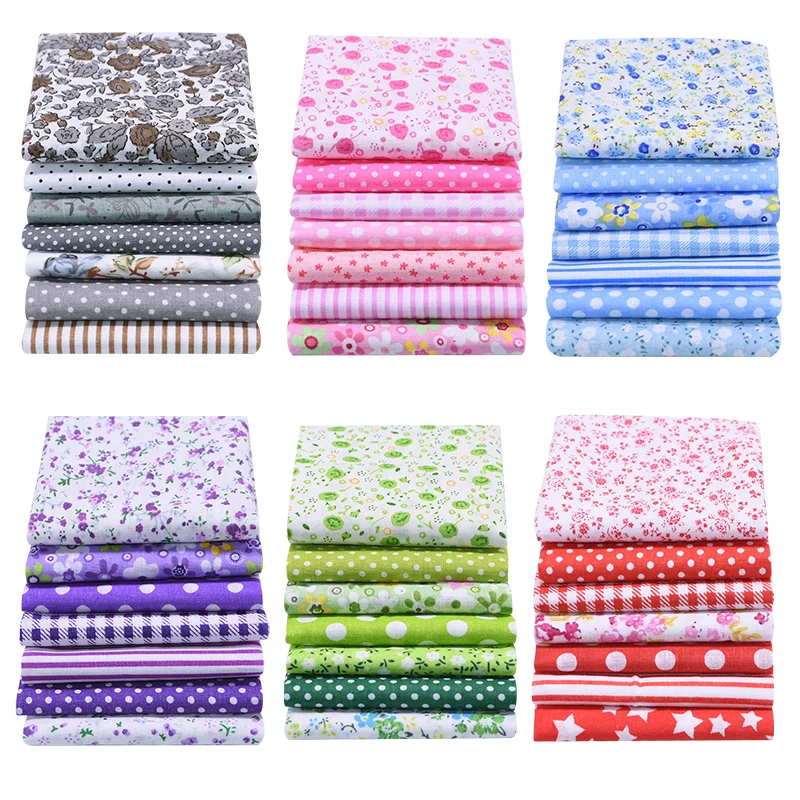 7pcs 25*25cm Cotton Fabric Printed Cloth Sewing Quilting Fabrics for Patchwork Needlework DIY Handmade Accessories