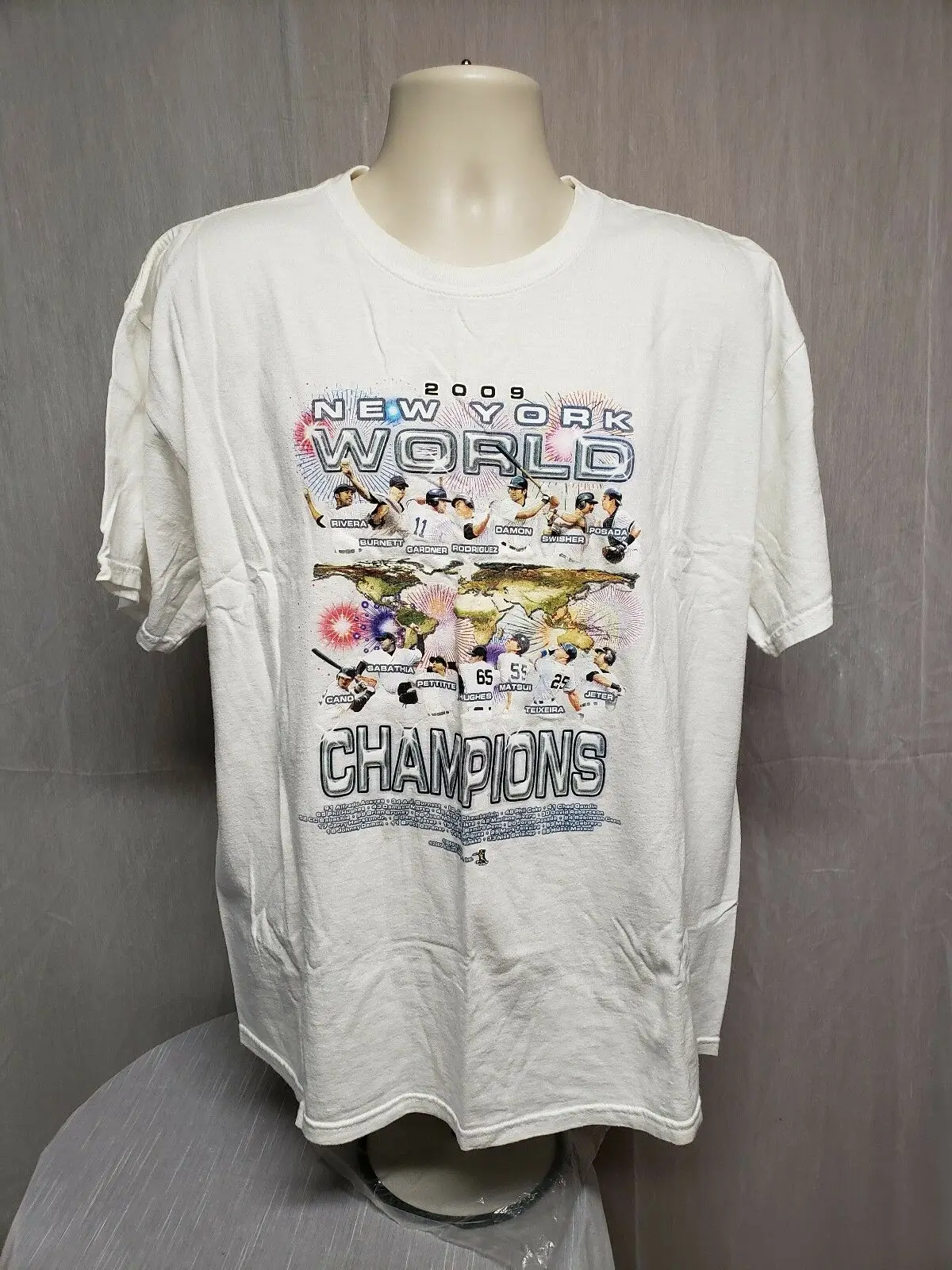 Редкие 2009Yankees World Harajuku уличная рубашка Мужская взрослая белая футболка Xl| |