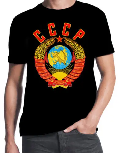 Cccp Russian Soviet Crest Logo Putin Red Army Communist Kgb New Short Sleeve Men 100 % Cotton for Custom Tee Shirts | Мужская одежда