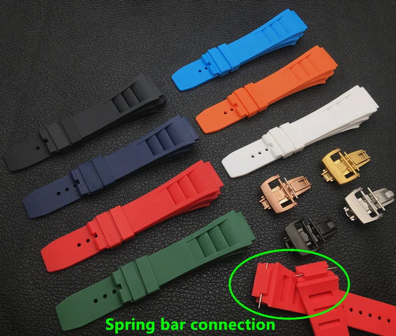 

Top Brand quality Imported nature soft silicone rubber watchband watch band for mille strap for RM-011 strap for Richard 25mm