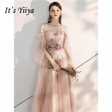 It's Yiya вечернее платье цветочный принт лодочка шеи Элегантные Формальные платья цветы спагетти ремень длинный халат de Soiree E1085