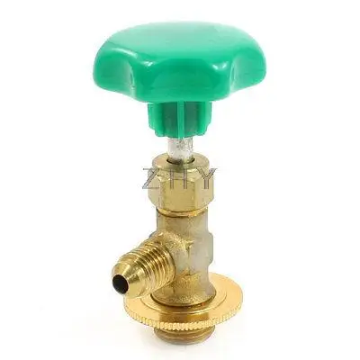 

Gold Tone Metal Green Cap R12 Refrigerant Can Tap Valve Openers