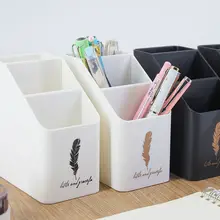 

school supplies Nordic style white simple fashion cute pencil holder trapezoidal double-layer pencil organizer for desk