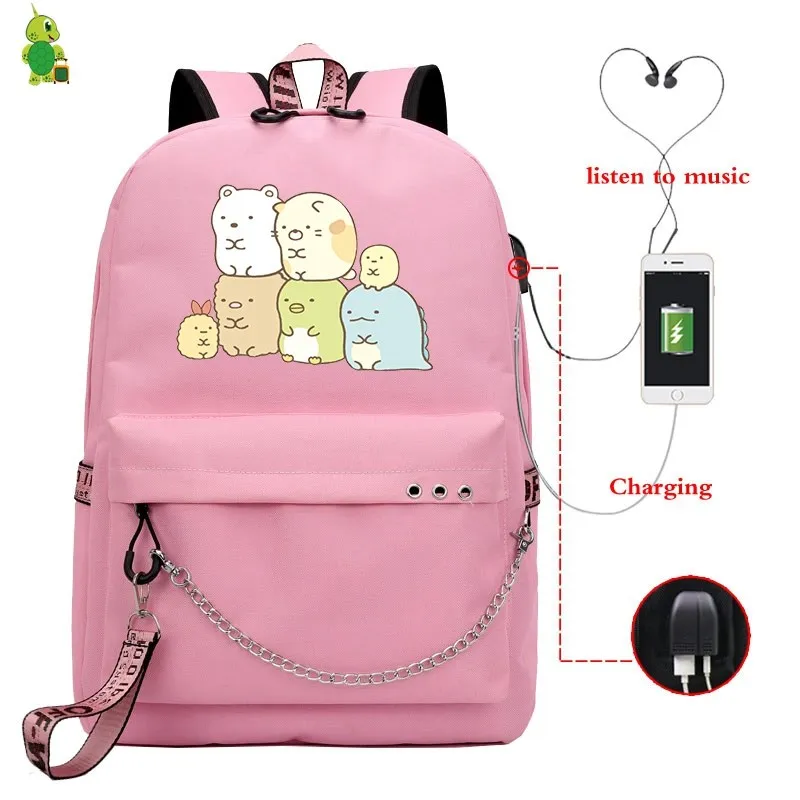 Mochila Sumikko, рюкзак, милые школьные сумки для девочек-подростков, Usb зарядка, рюкзак для ноутбука, женские рюкзаки, корейский рюкзак для путешествий - Цвет: 12