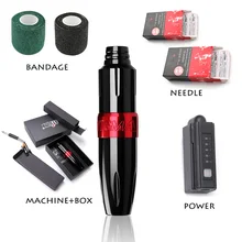 Клеймо Татуировка пистолет Гибридный Татуировки Ручка наборы игольчатые картриджи с RCA питания повязки роторная татуировка машина набор