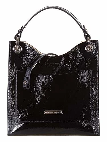 Маленькая сумка-тоут Rebecca Minkoff Borsa Naplak Donna, ple Lucida, Nero, L21 X A14 X P5