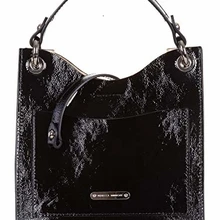 Маленькая сумка-тоут Rebecca Minkoff Borsa Naplak Donna, ple Lucida, Nero, L21 X A14 X P5