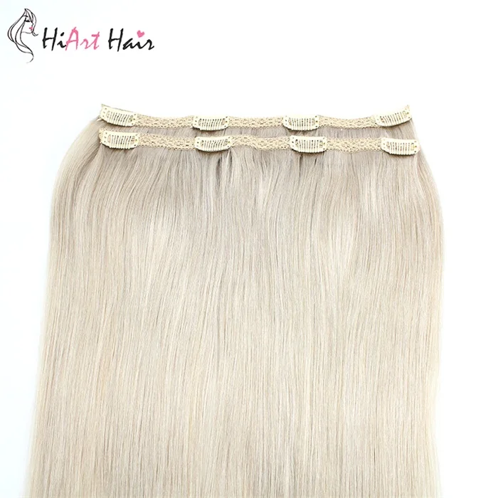 HiArt Человеческие волосы remy для наращивания на заколках# серебряные волосы на заколках для наращивания на всю голову 140 г прямые волосы на заколках 1" 20" 22"