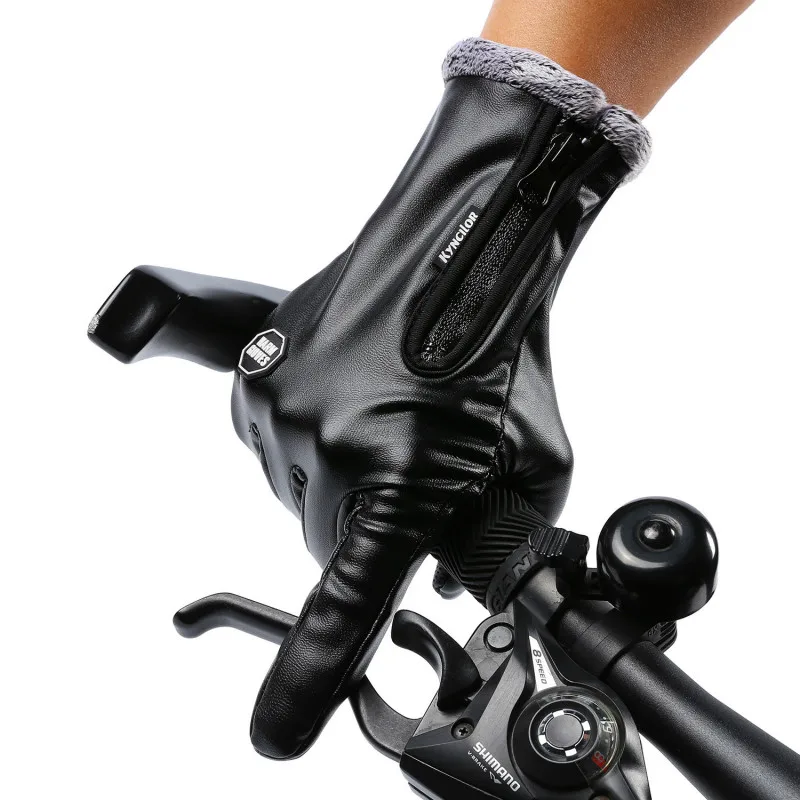 

waterproof Outdoor Sports Hiking Winter Bicycle Bike Cycling Gloves For Men Women Windstopper Simulated Leather Soft Warm Gloves