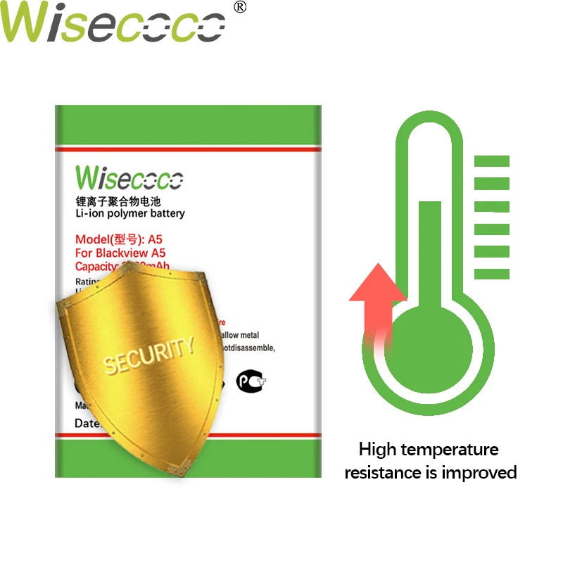 WISECOCO 5 шт. 3000 мАч батарея для Blackview A5 A мобильный телефон в наличии последняя