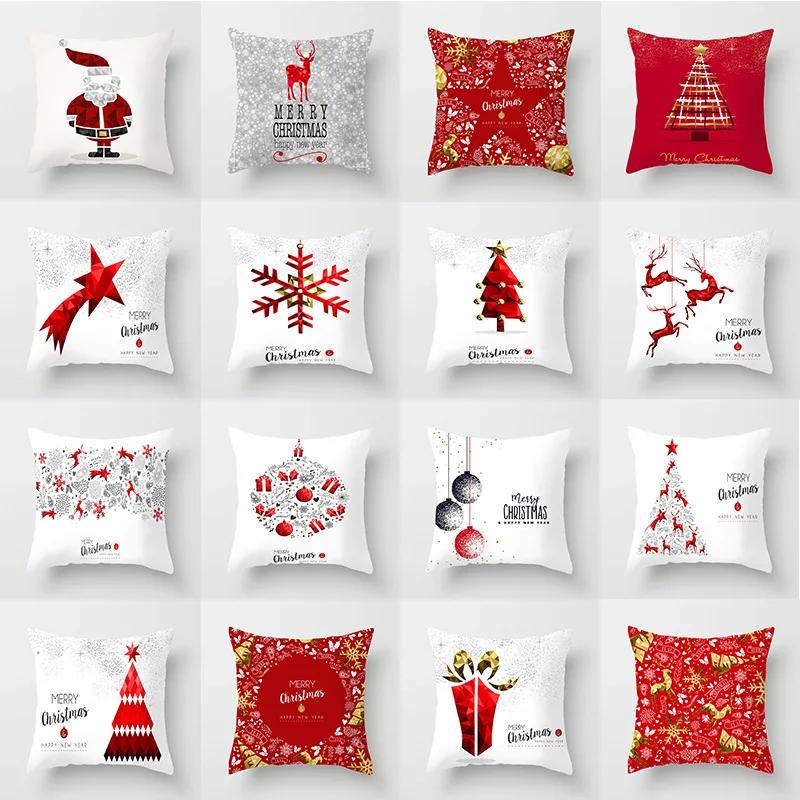 

Christmas Pillow Cover Sofa Car Cushion Memory Solid Chair Pad Throw Set Of 4 For Couch