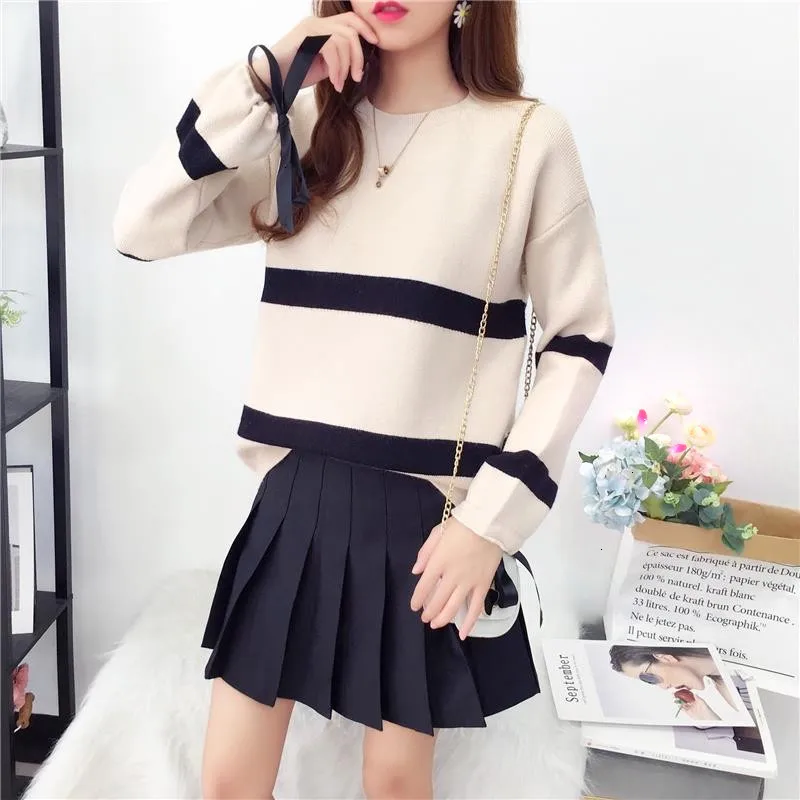 

Bow All Match Pull Femme O-Neck Loose Knitted Sweater Pullover Autumn Knitwear Sueter Mujer Long Sleeve Winter Women New 2019