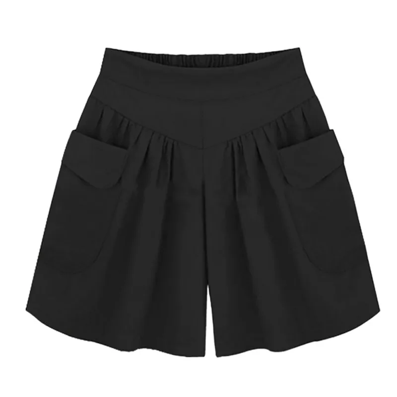 Летние женские шорты больших размеров XL-4XL 5XL с широкими штанинами, повседневные свободные женские тонкие шорты цвета хаки с высокой талией