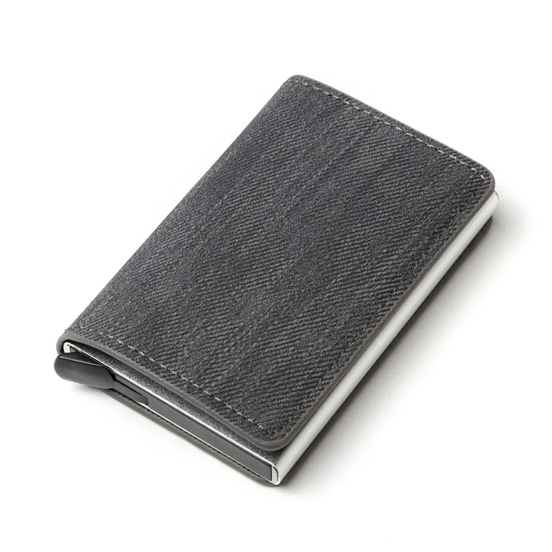 BYCOBECY модный мини-кошелек из углеродного волокна, кредитный держатель для карт, мужской и женский смарт-кошелек, бизнес многофункциональный держатель для ID - Цвет: YM003 Gray