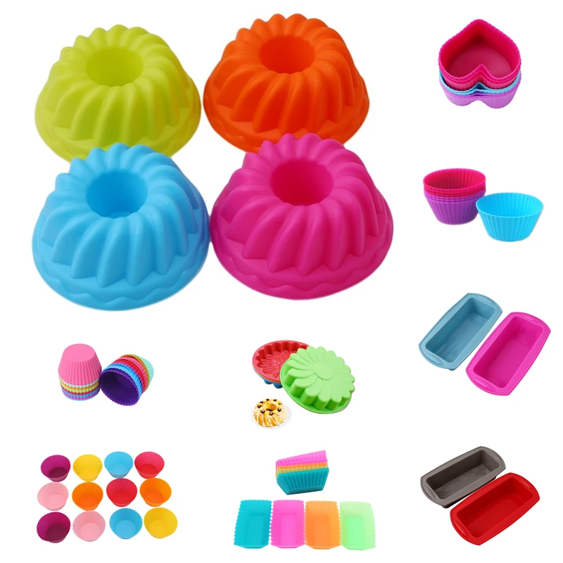 

12PCS/Pack Cake Silicone Mold Fondant Pan 3D Muffin Cupcake Pumpkin Form Kitchen Baking Pastry Tools Cake Decorating Tools