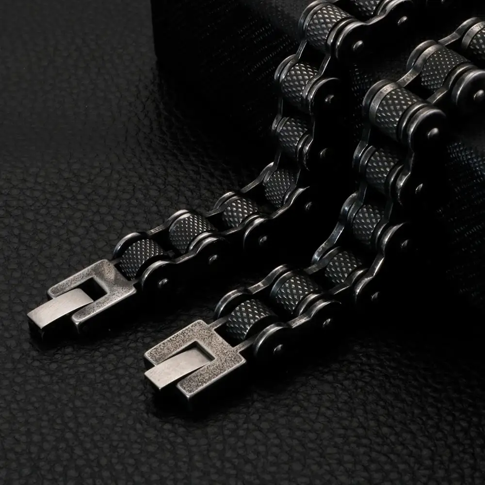 Bracciale Uomo Donna In Acciaio Inox A Forma Di Catena Da Bici, Stile Biker Punk, 8 Pollici