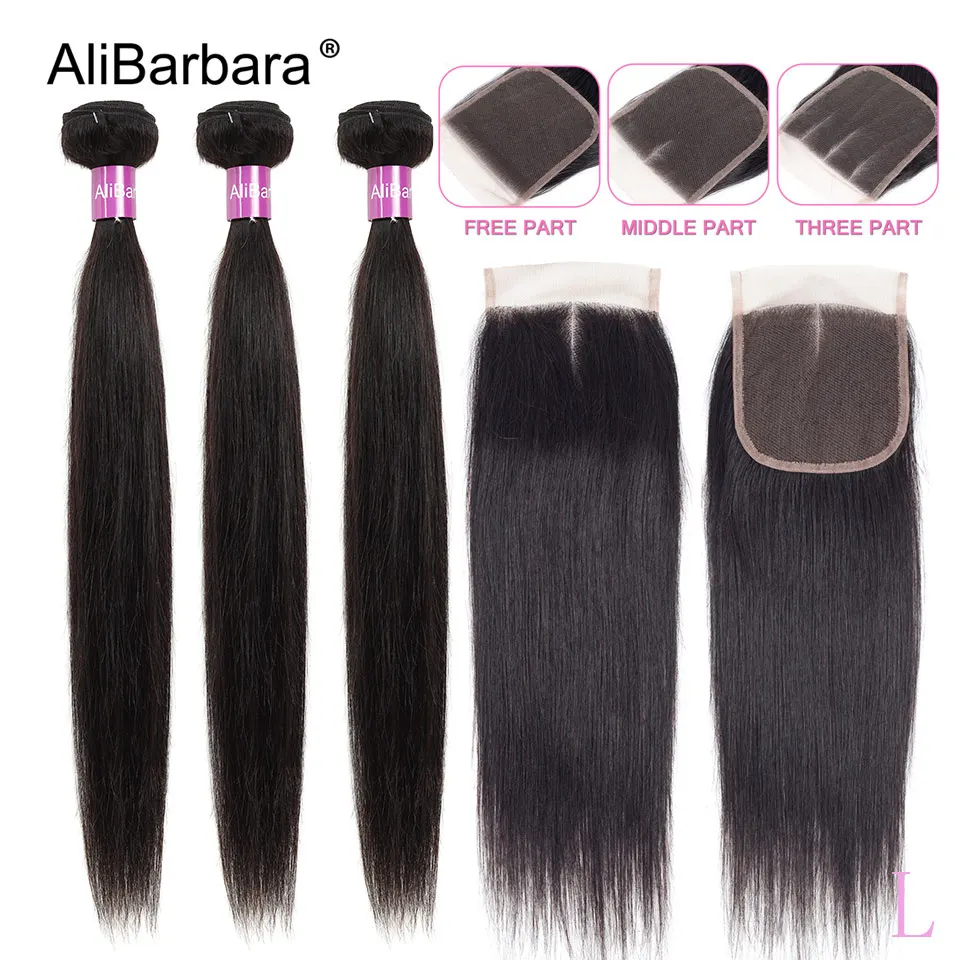 AliBarbara, прямые человеческие волосы Remy, пряди с закрытием, перуанские волосы, волнистые, низкое соотношение, натуральный цвет, человеческие волосы для наращивания