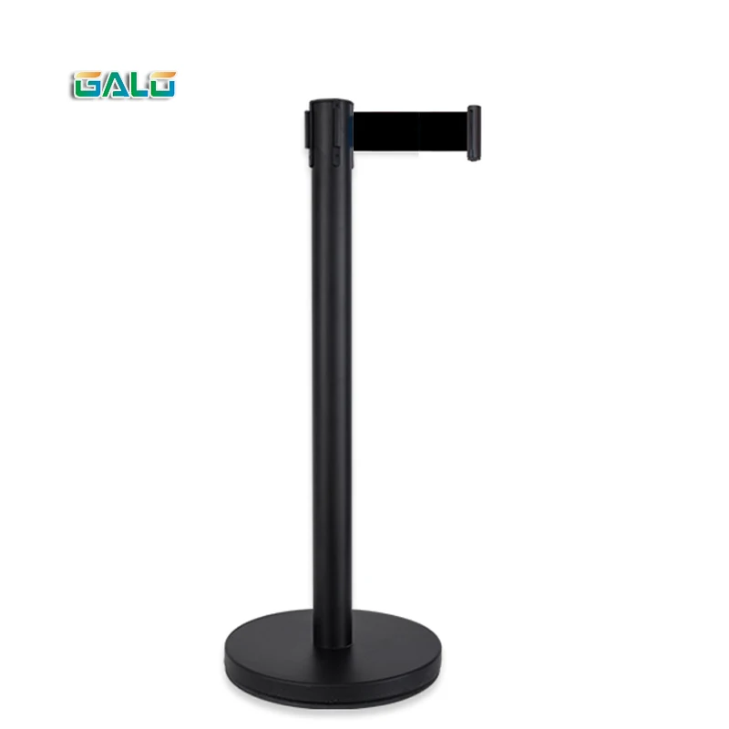 Matte black pillar Retractable Belt Queue pole Barrier Retractable Stanchions for Crowd Control