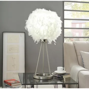 

Creative Feather Shade Metal Table Lamp Bedside Desk Vintage Night Light Home office Decor Soft Bedroom Study Room