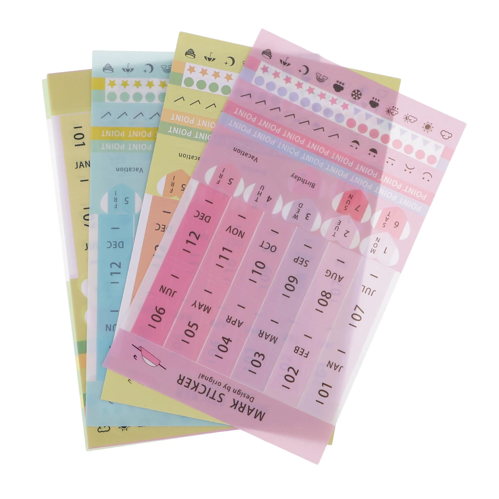8-Sheet Mini DIY Paper PVC Monthly Calendar Index Tabs Reminder Stickers 8-Sheet Mini DIY Paper PVC Monthly Calendar Index Tabs Reminder Stickers