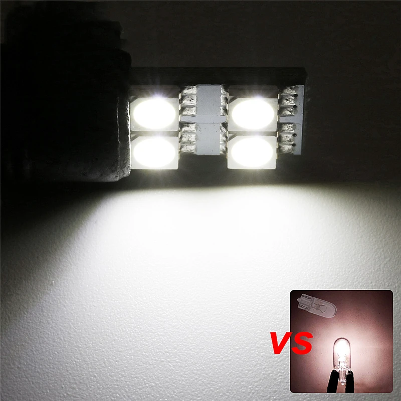 500x автомобиль T10 W5W 194 светодиодный 5050 SMD 4 светодиодный Авто клиновидный для салона светильник Купол Карта багажник фонарь освещения номерного знака