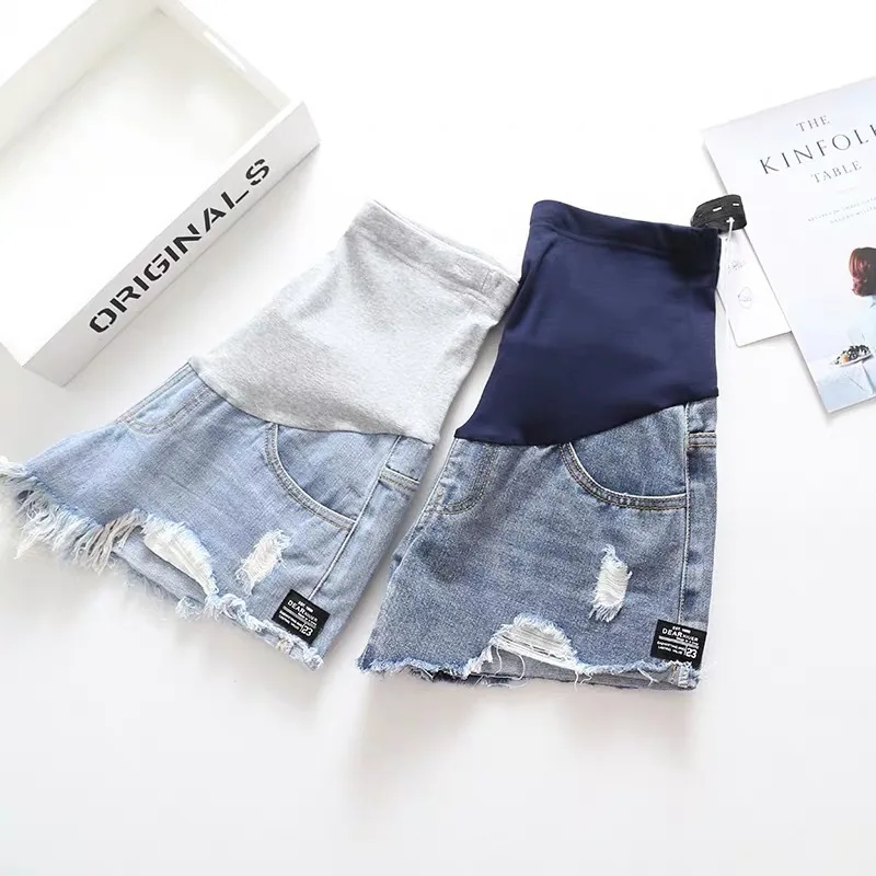 Maternity Clothes for Pregnant jeans Women Denim Shorts Pregnancy Jeans Low-Waisted Plus Size Loose Pants Wear outdoors - 3