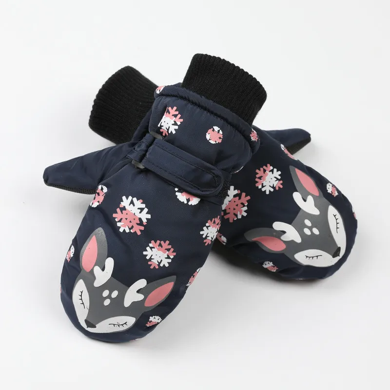navy BalleenShiny детские перчатки утепленные лыжные перчатки уличные водонепроницаемые ветрозащитные Детские снежные рукавицы с героями мультфильмов для мальчиков и девочек - Цвет: navy