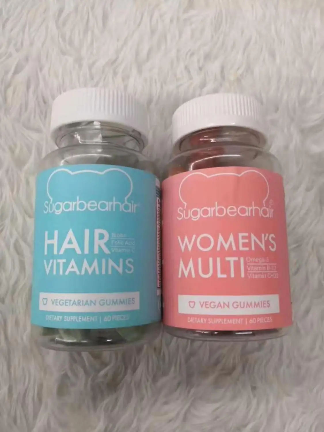 Сахар волос витамины вегетарианские клейкие биотин витамин D, B-12, Фолиевая Кислота Витамин женский мульти веганский Мультивитамин - Цвет: Blue 1 Pink 1