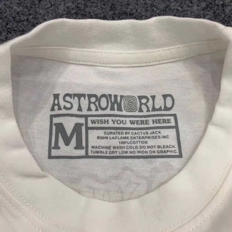 Футболка Трэвиса Скотта кактуса Джека Мужская Женская 1:1 высокое качество ASTROWORLD Трэвиса Скотта футболки