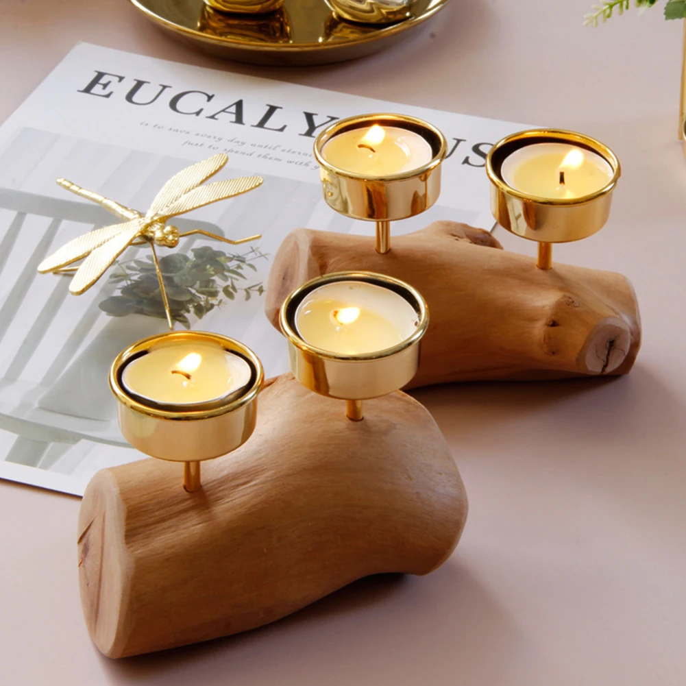 Домашний Деревянный подсвечник, подсвечник, подарок, подсвечник, стол для гостиной, двойные чашки, натуральный Свадебный орнамент, украшение для рабочего стола