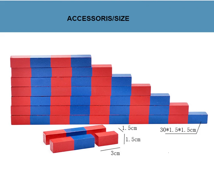 Монтессори Деревянные игрушки красный синий номер бар семья школа учебные средства сложение вычитание Детские Обучающие Математические Игрушки