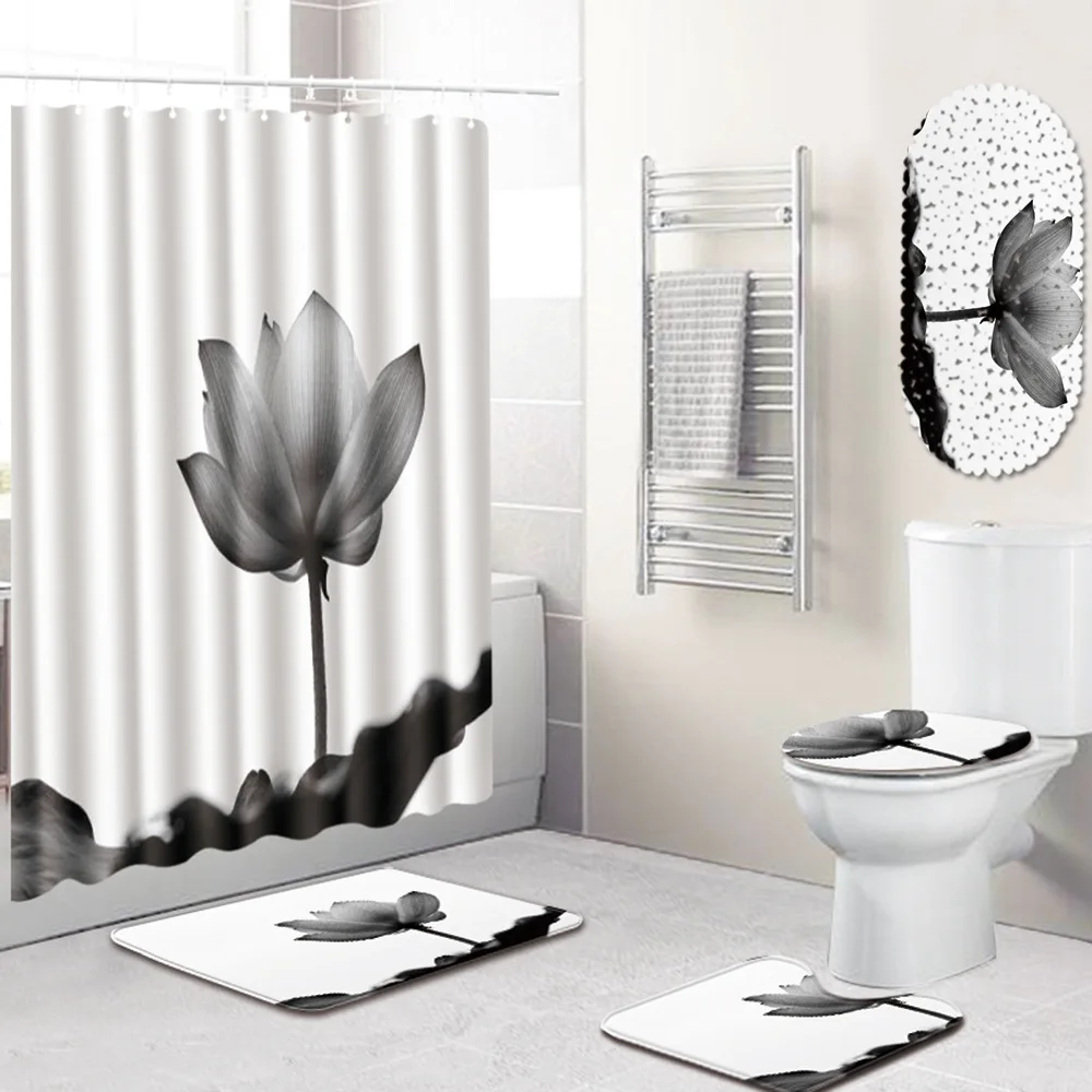Водонепроницаемая занавеска для душа с цветочным рисунком 3D ковер коврик ванной