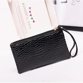 

Crocodile Grain Bag Leather Cosmetic Bag Women Organizer Pouch Purse Professional Women Clutch Bag Handbags