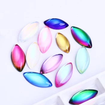 

7x15mm Horse Eye Shape Nail Rhinestones K9 Glass Flatback Crystals Strass Glue On Nails Strass Cristal Colorful Mocha Stones