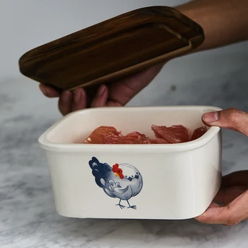 

Ceramic bowl with lid lunch box butter box children's auxiliary bowl fruit Bento Box baking bowl